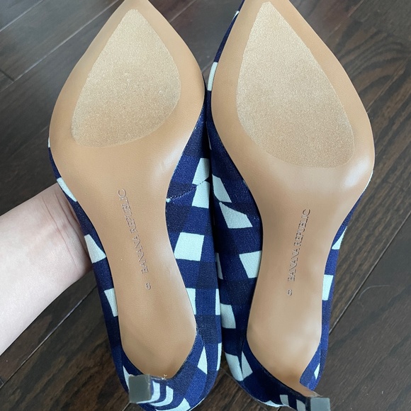 NWOT Banana Republic Gingham Blue/White Checkered Pointy Toe Heels - Picture 6 of 6